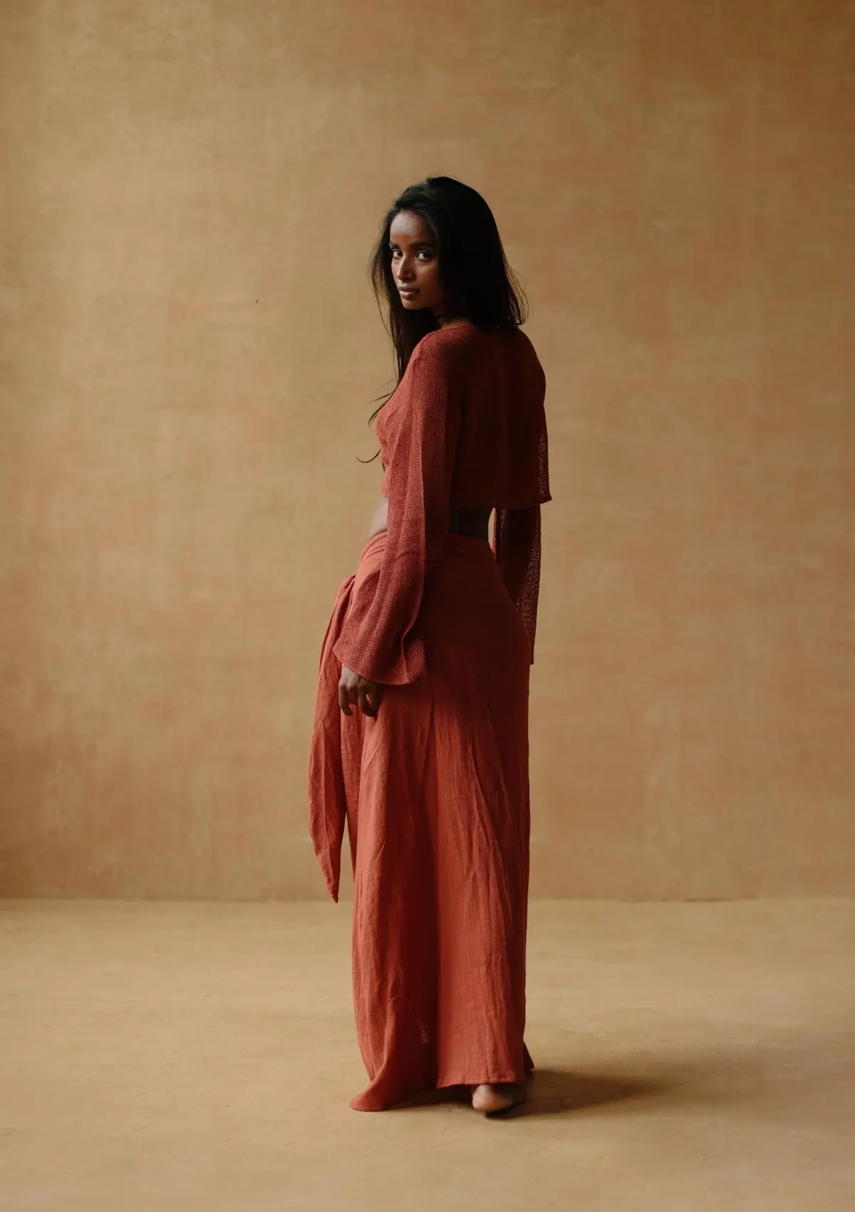 ALAIA WRAP SKIRT - BAKED CLAY - Image 3