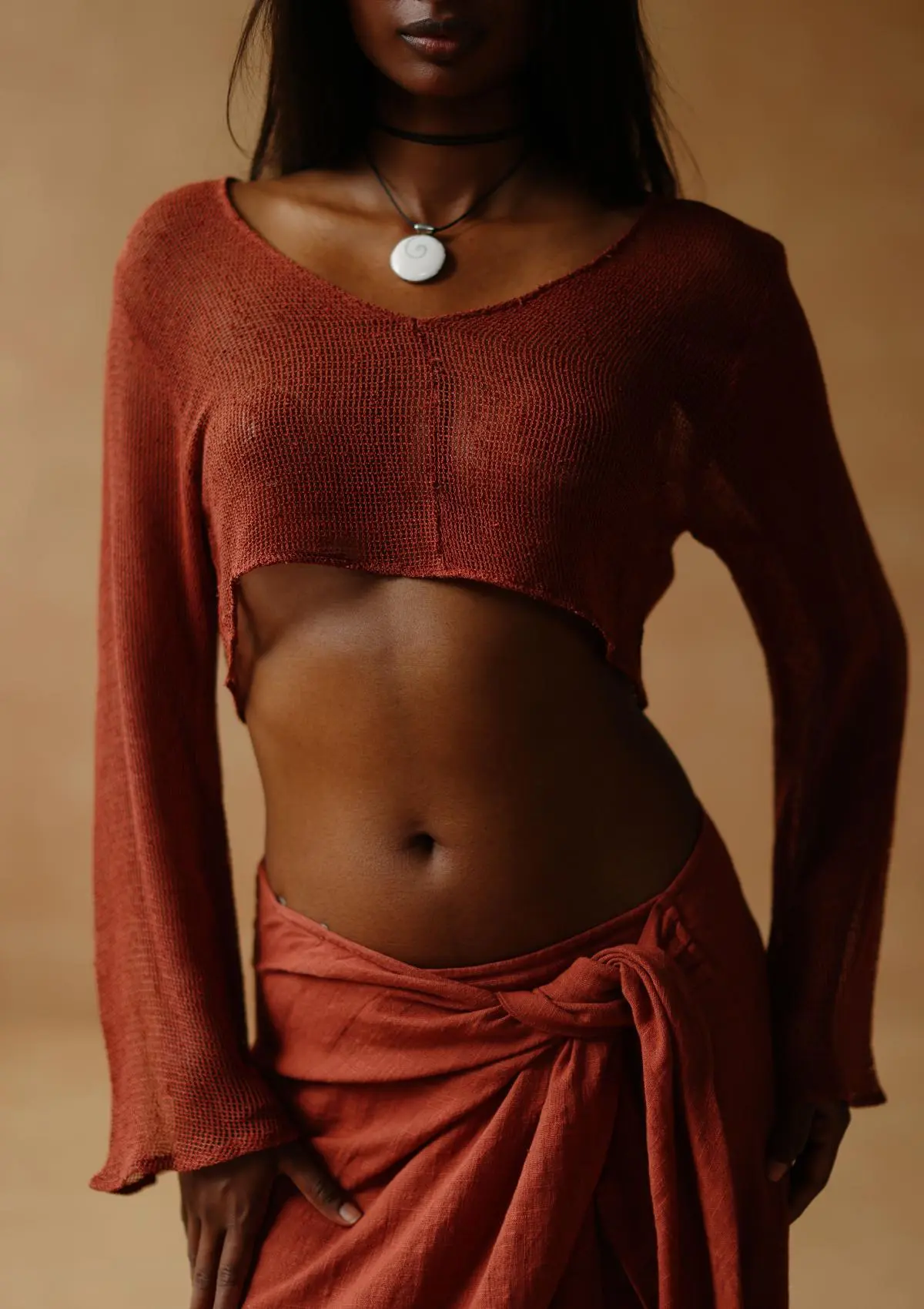 ALAIA WRAP SKIRT - BAKED CLAY - Image 4