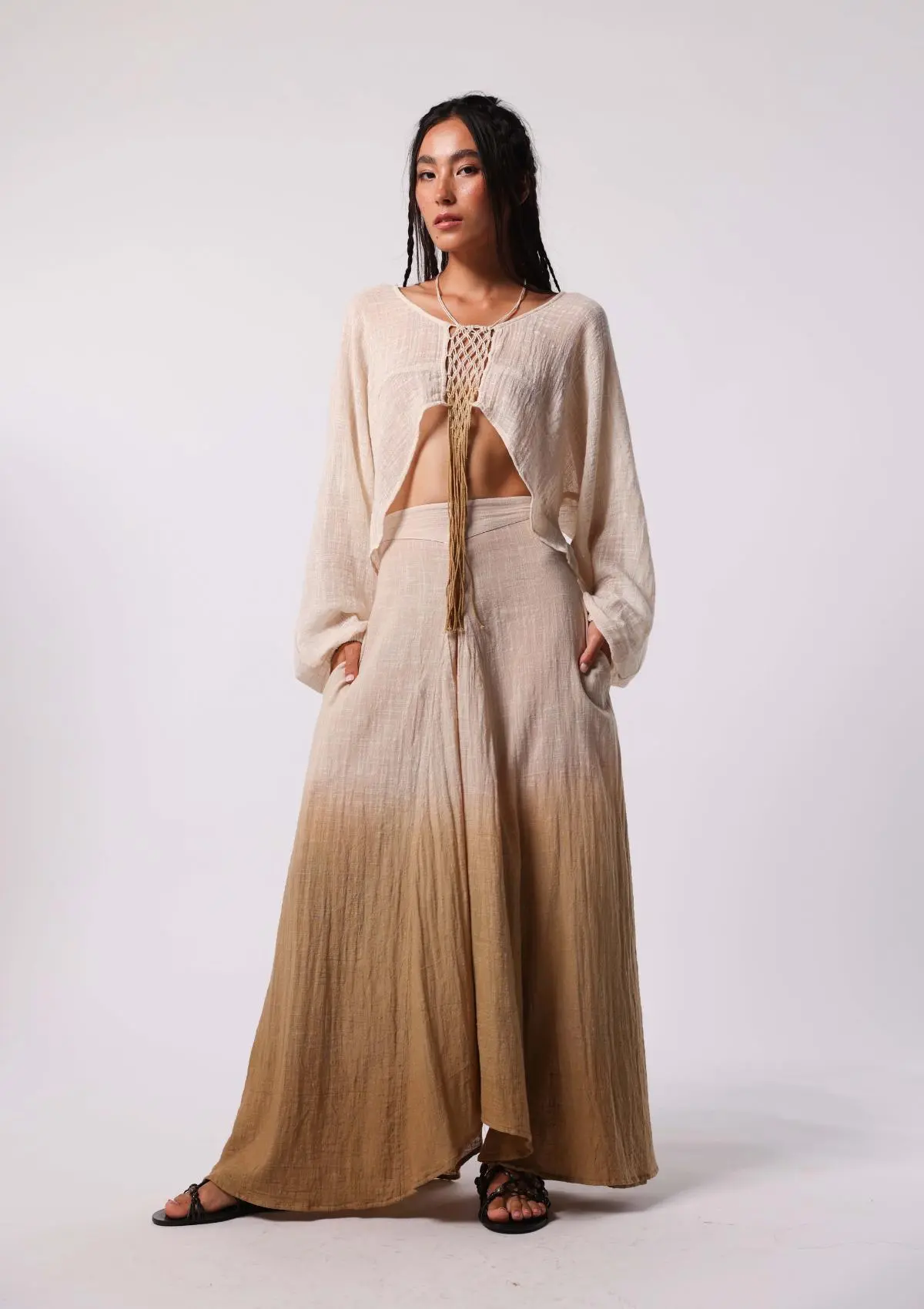 BLOOM MAXI SKIRT - UNDYED WITH CURRY OMBRE - Image 2