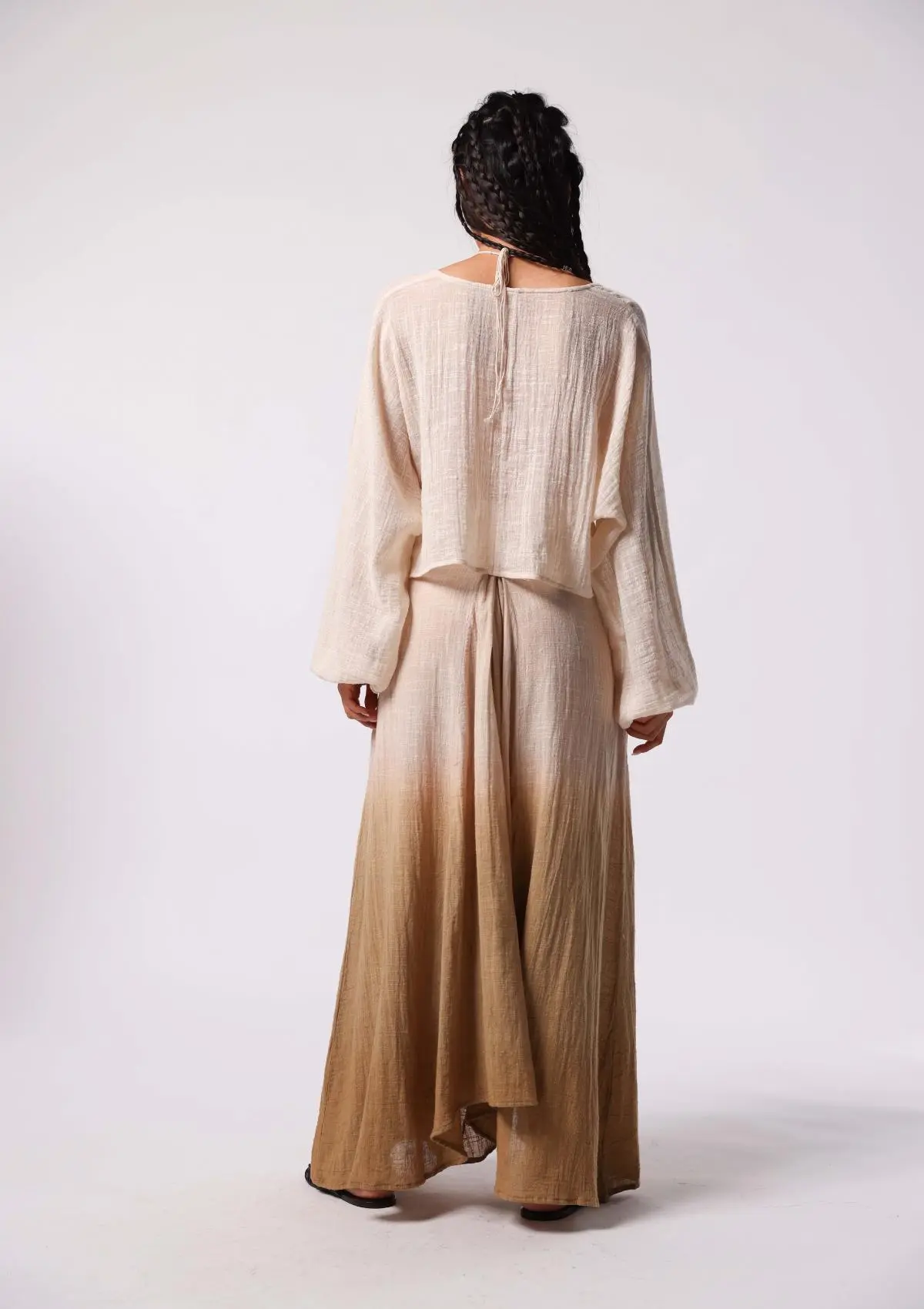 BLOOM MAXI SKIRT - UNDYED WITH CURRY OMBRE - Image 4