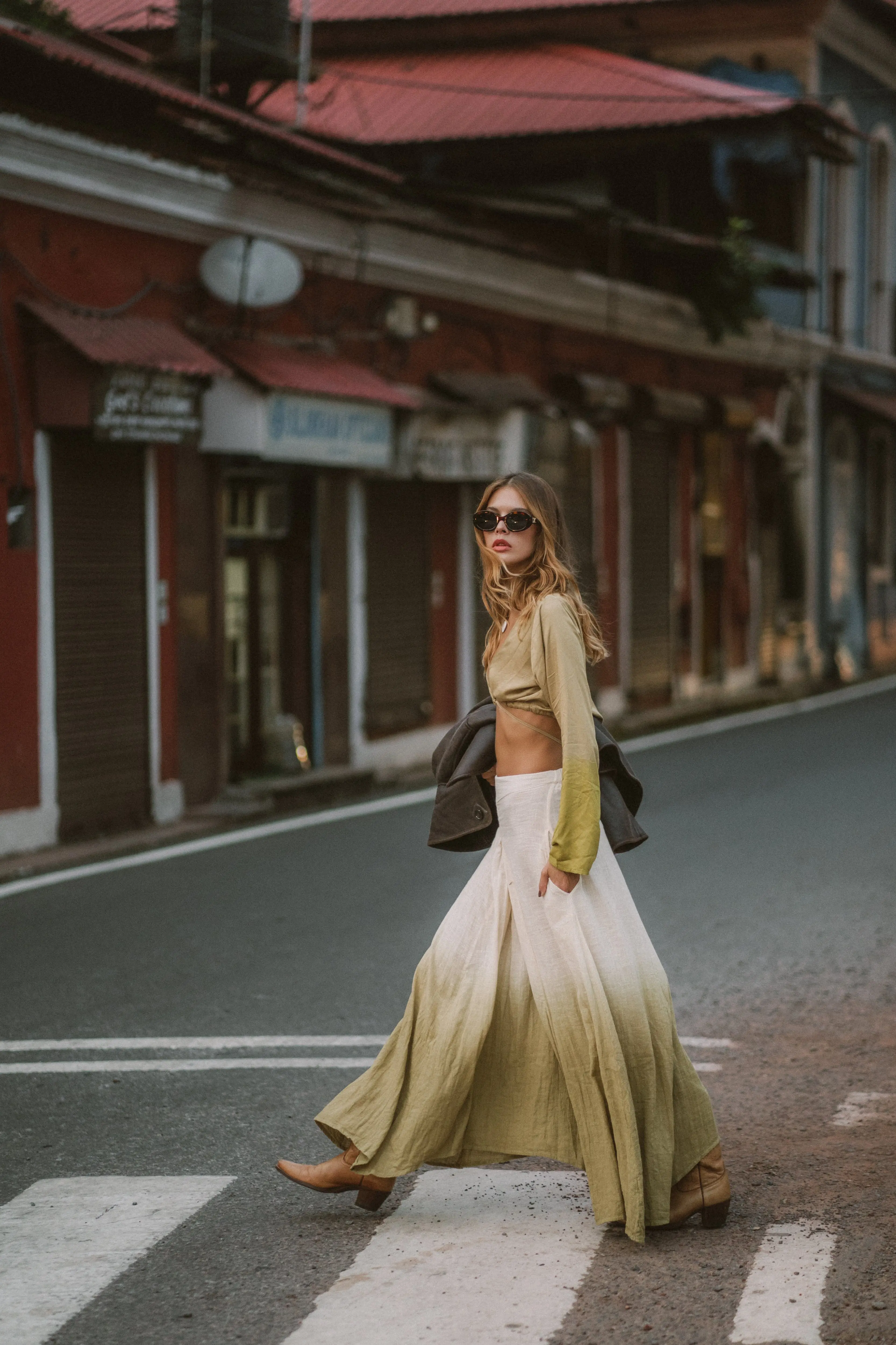BLOOM MAXI SKIRT - UNDYED WITH CURRY OMBRE - Image 5