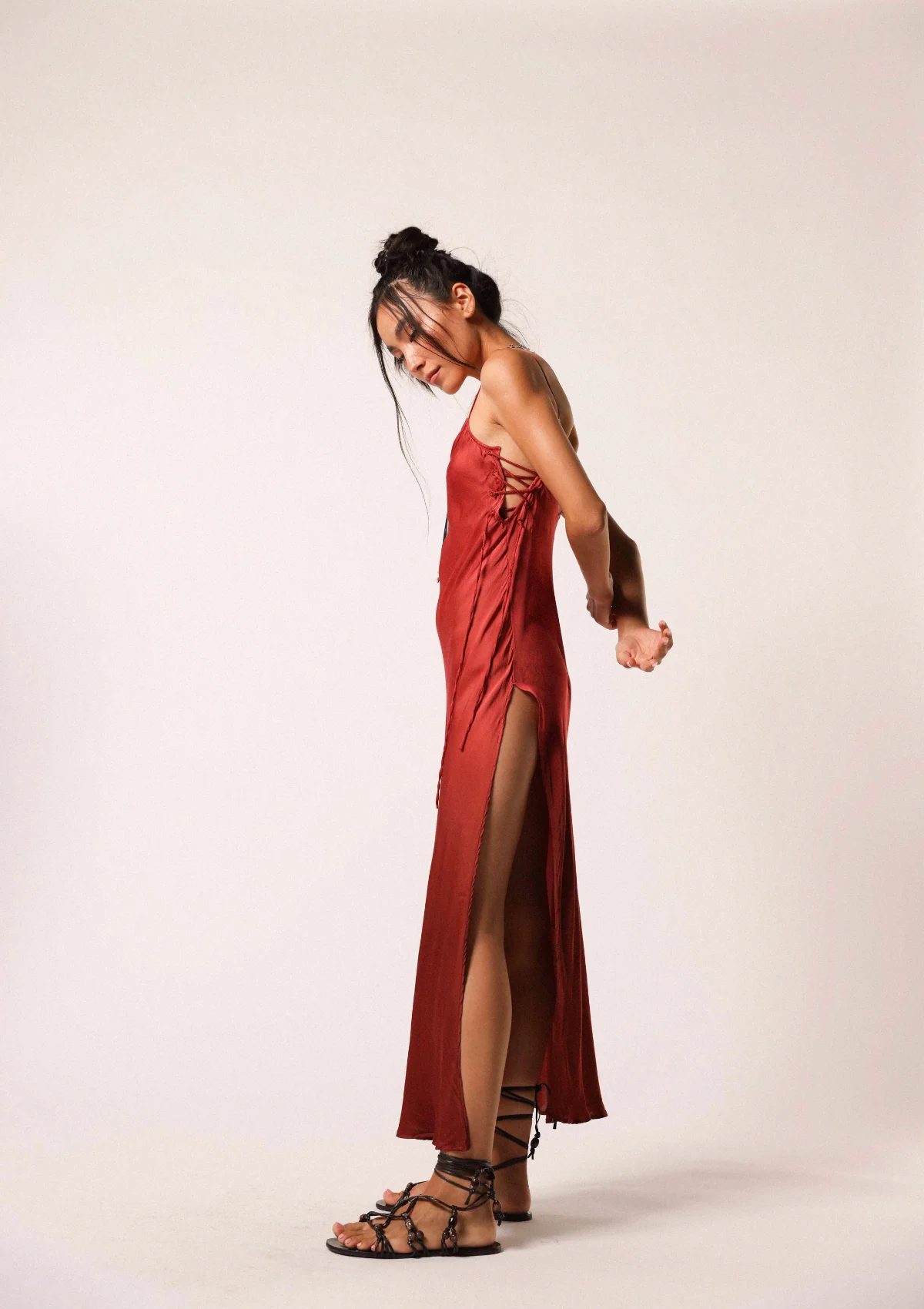 MAHALA BIAS SLIP DRESS - CHILLI OIL / COPPER BROWN OMBRE - Image 2