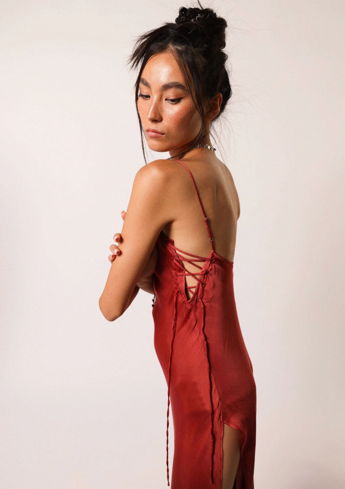 MAHALA BIAS SLIP DRESS - CHILLI OIL / COPPER BROWN OMBRE - Image 6