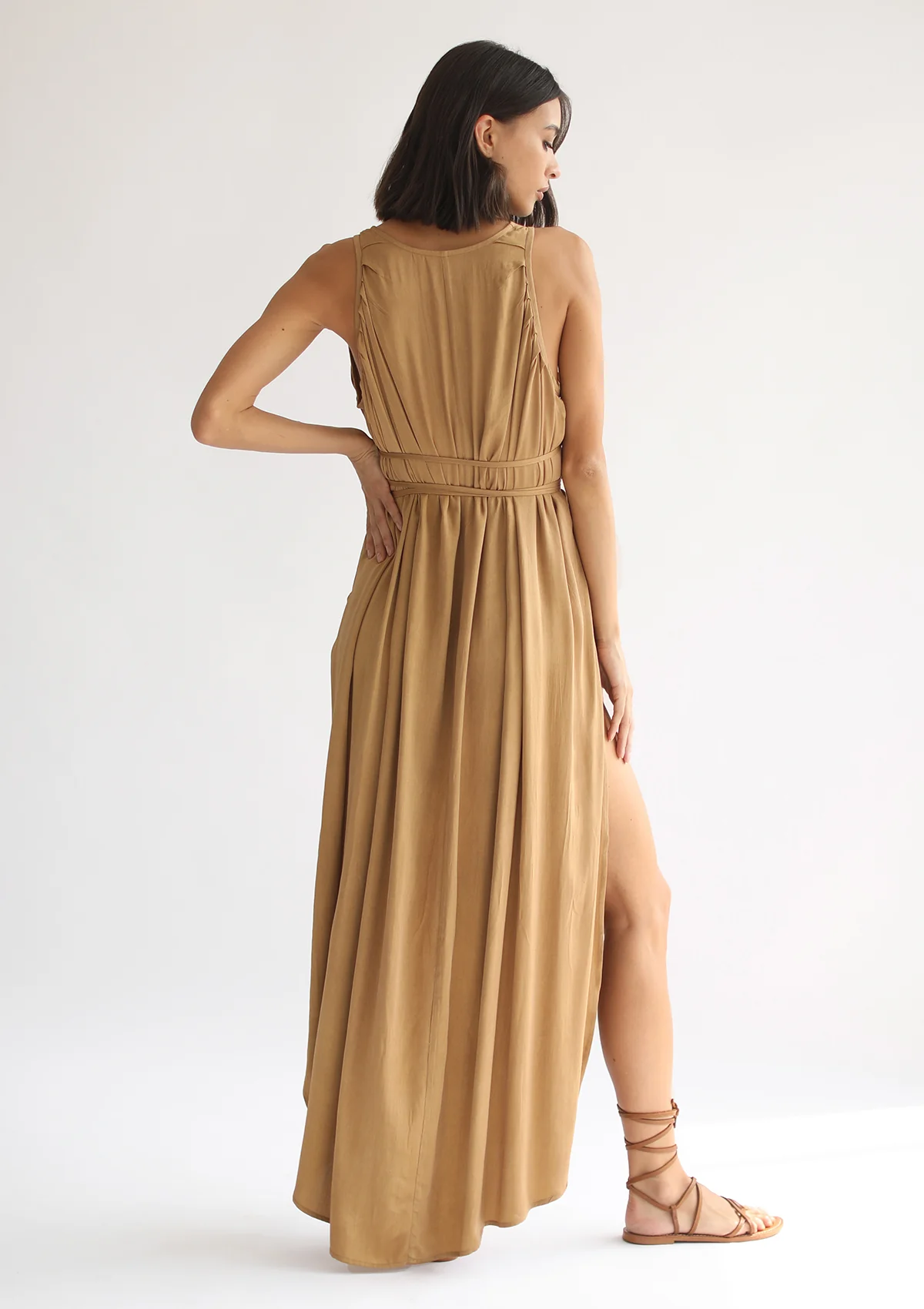 GABRIELLA WRAP DRESS - GOLDEN TAN - Image 3