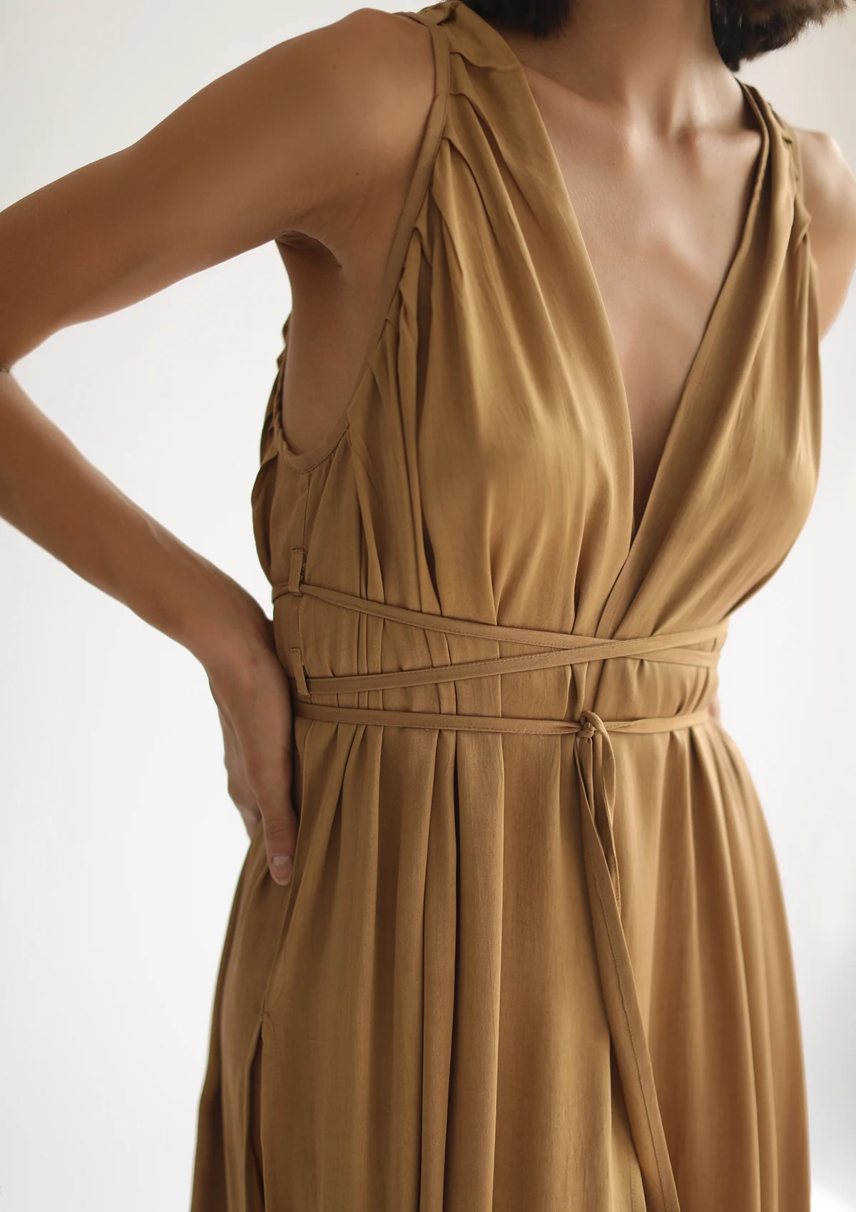 GABRIELLA WRAP DRESS - GOLDEN TAN - Image 8