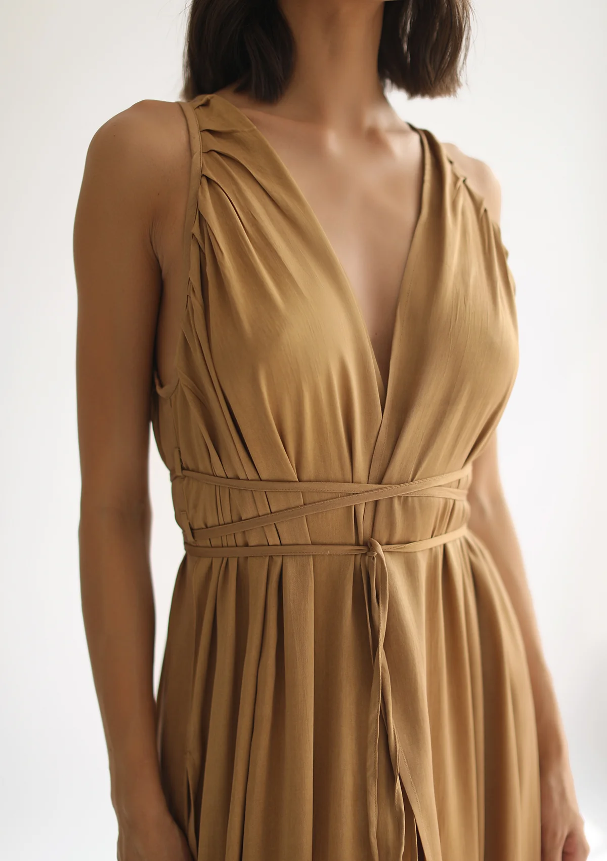 GABRIELLA WRAP DRESS - GOLDEN TAN - Image 9