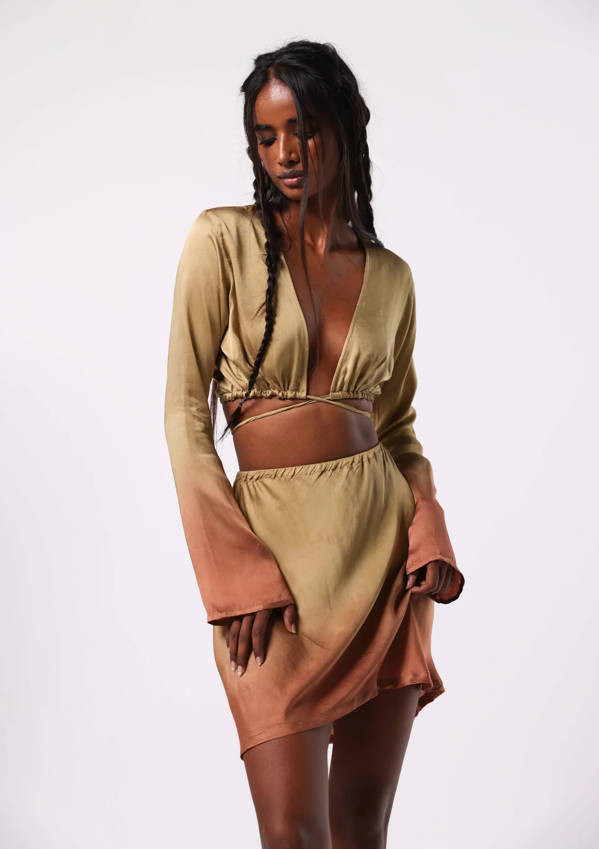 JUNIPER TIE TOP - CURRY/ PUMPKIN OMBRE - Image 2