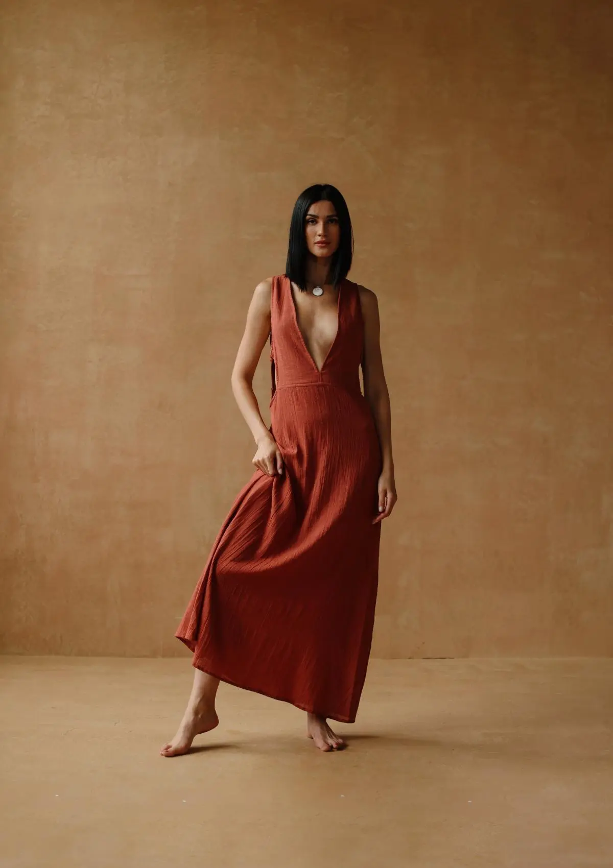RAYA MAXI CUTOUT DRESS- BAKED CLAY - Image 2